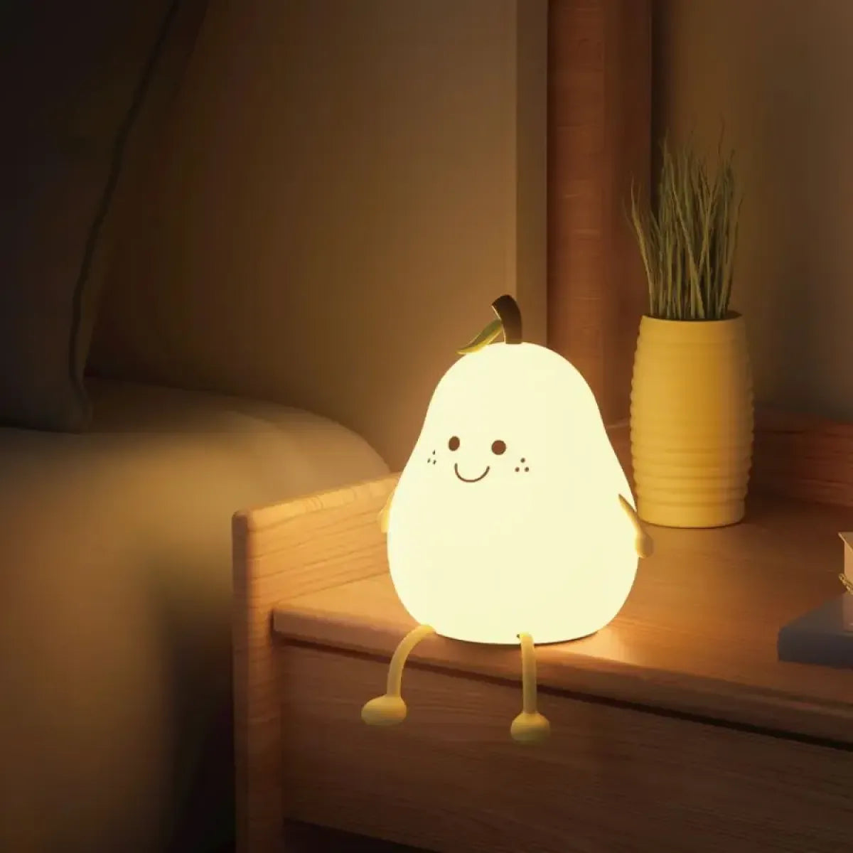 Veilleuse Poire en Silicone – Lampe de Chevet Tactile Dimmable