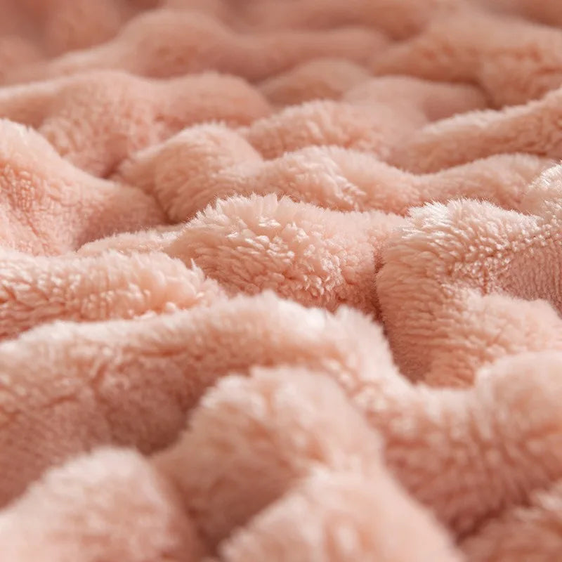 Plaid Polaire Corail Texturé pour Canapé et Lit