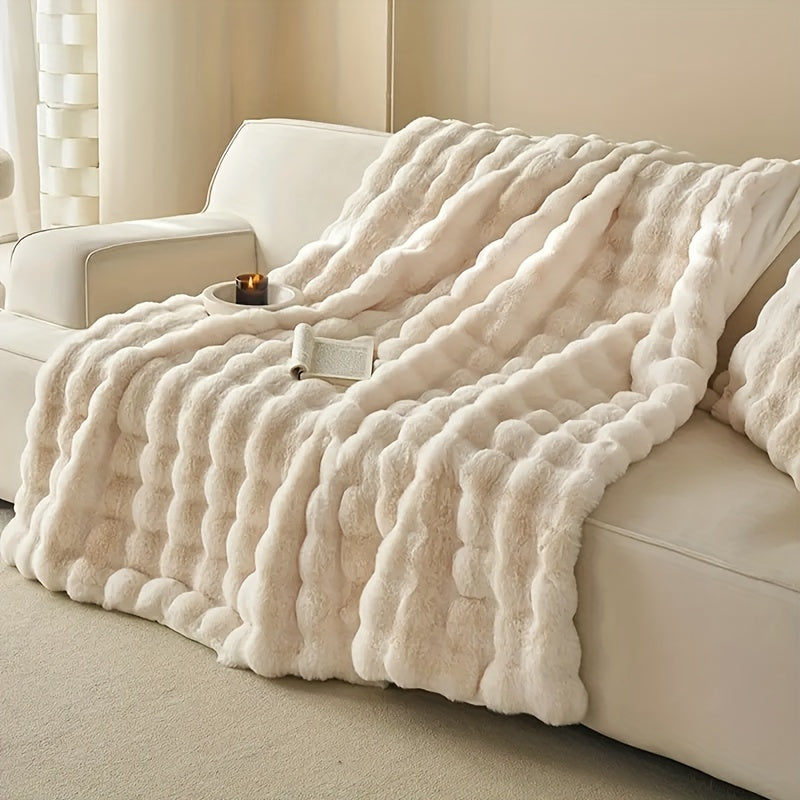 Plaid en Polaire Bubble - Couverture de Canapé Douce et Moelleuse