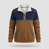 Pull Femme - Demi-Zip avec Col en Sherpa, Cognac