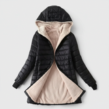 Veste Mi-Longue à Capuche Femme Doublée Polaire