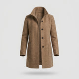 Manteau Mi-Long Femme - Col Montant avec Boutonnage Simple