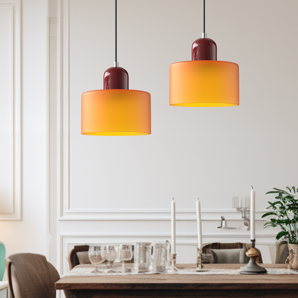 Suspension Bauhaus en Verre Coloré – Pièce Rétro Audacieuse