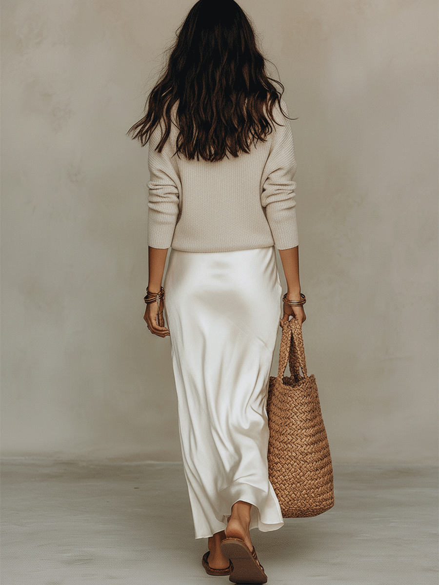 Ensemble Midi Femme Ivoire - Chic Sans Effort