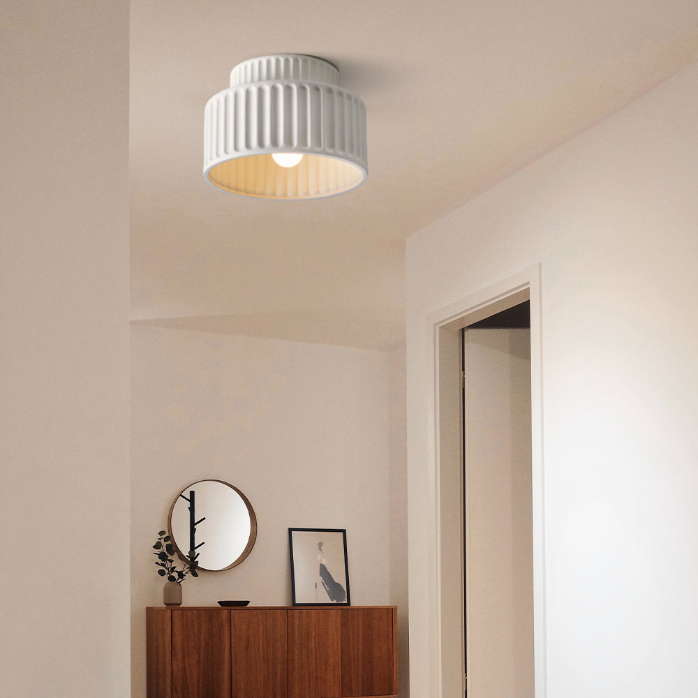 Plafonnier Cannelé - Design Tambour à Deux Niveaux