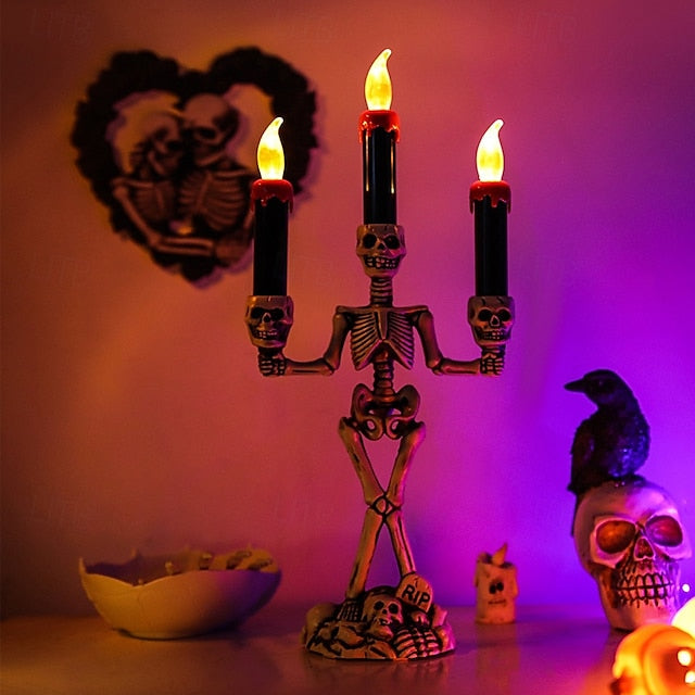 Chandelier Squelette LED - Lumière de Table Effrayante