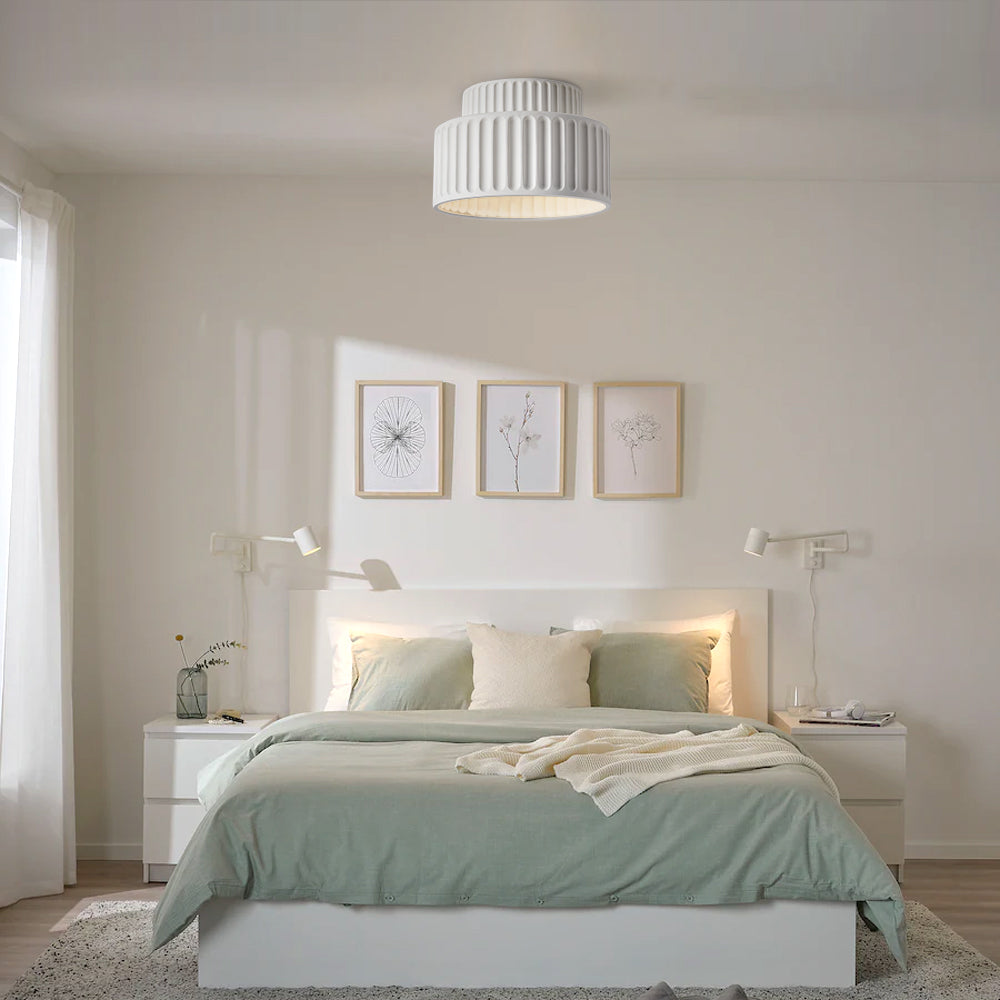 Plafonnier Cannelé - Design Tambour à Deux Niveaux