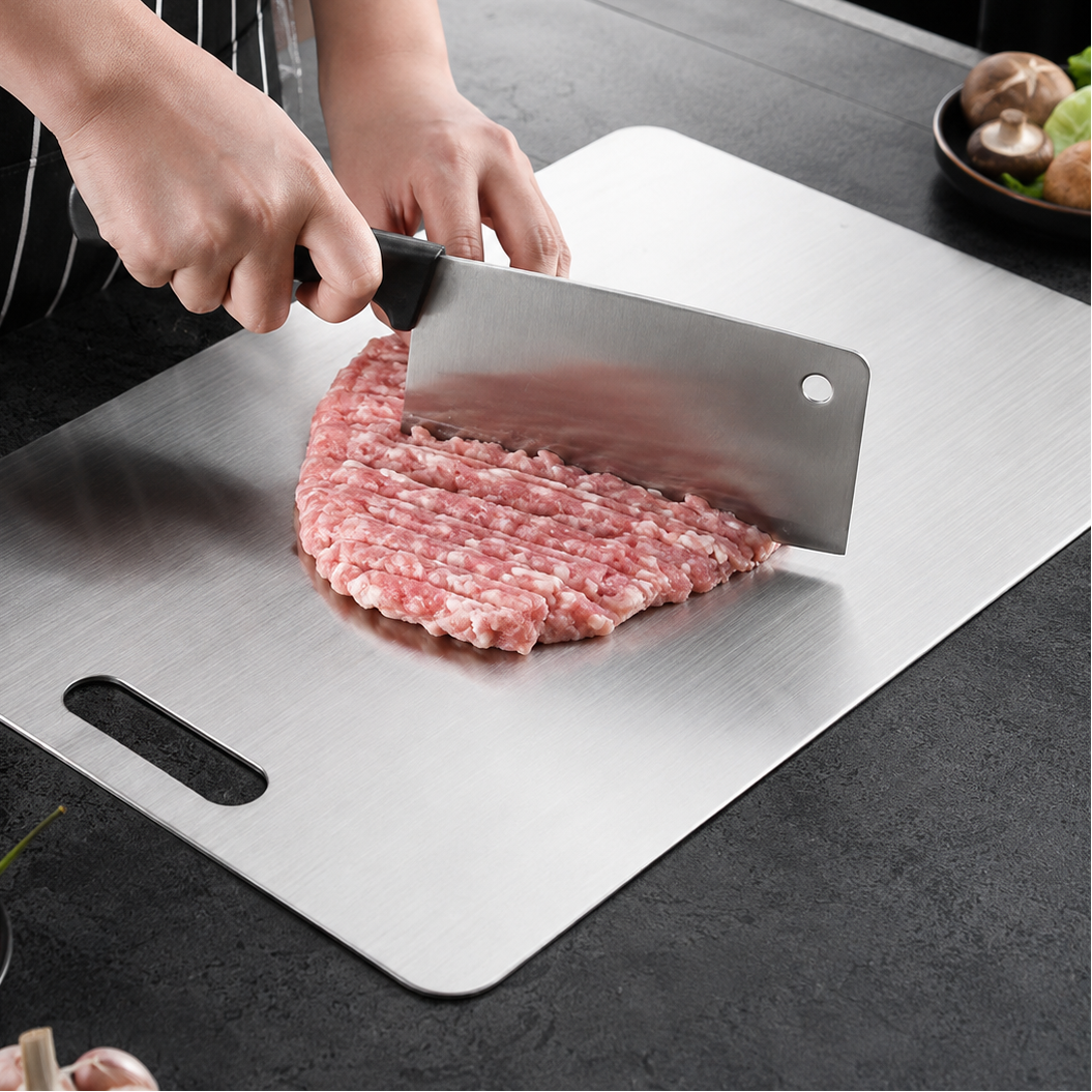 Planche à découper moderne en acier inoxydable