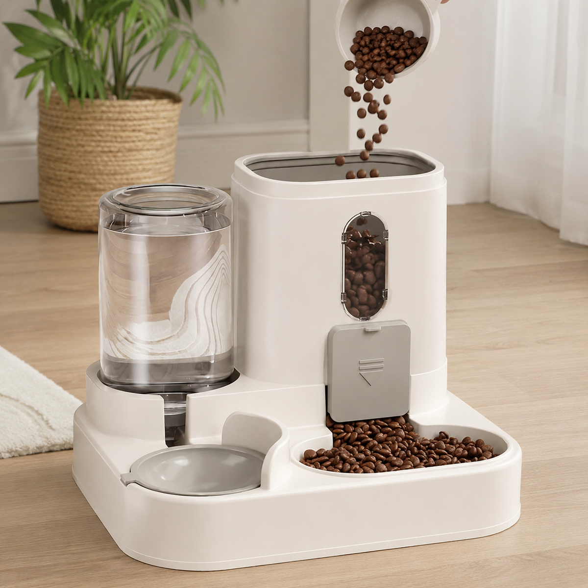 Distributeur automatique 2 en 1 de nourriture et d'eau pour chiens et chats