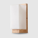 Applique Murale avec Cadre Rectangulaire en Bois et Abat-Jour en Verre