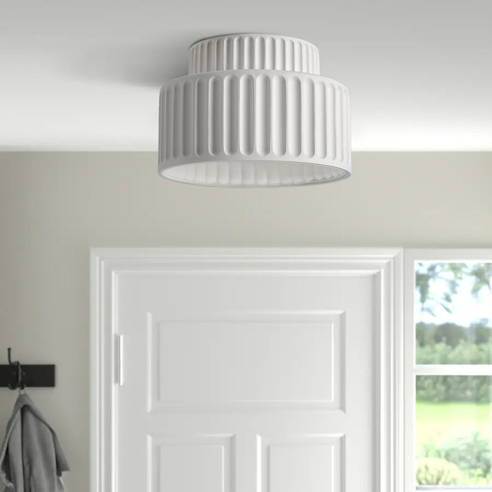 Plafonnier Cannelé - Design Tambour à Deux Niveaux