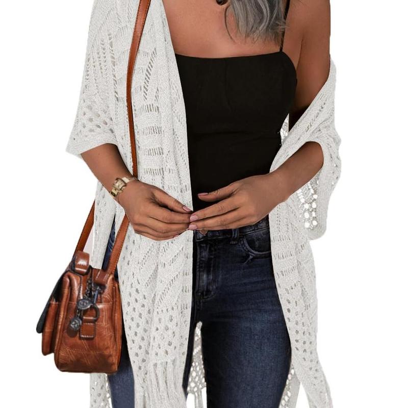 Cozy Summer Hollow-Out Tassel Outerwear Cardigan