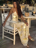 Robe Nuisette En Satin Avec Brillance Florale Abstraite Femme