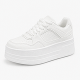 Adidași albi pentru femei cu platformă sintetică confortabilă