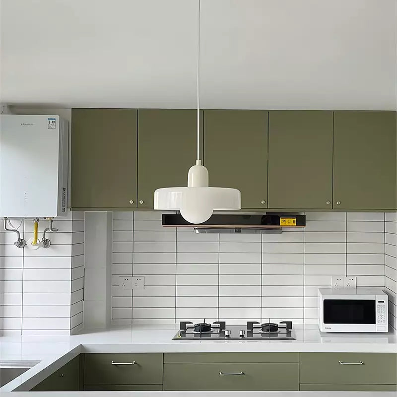 Suspension en Verre Style Bauhaus avec Abat-Jour Anneau