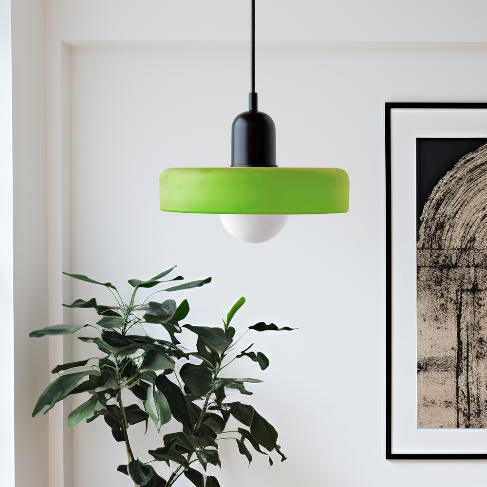 Suspension en Verre Style Bauhaus avec Abat-Jour Anneau