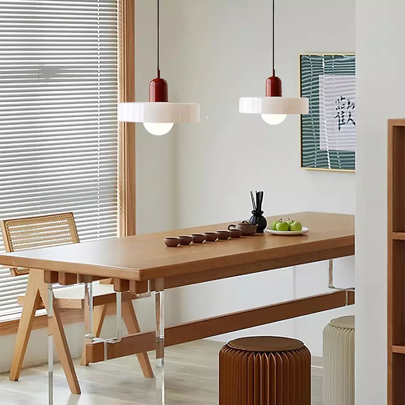 Suspension en Verre Style Bauhaus avec Abat-Jour Anneau