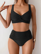 Costum de baie bandeau două piese pentru femei, elegant, confortabil pentru plajă și piscină