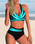 Bikini Femme Détails Croisés Doré Élégant