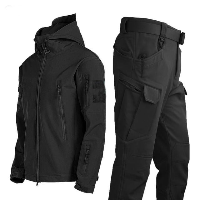 Ensemble Outdoor Homme - Veste d'Hiver Matelassée avec Capuche et Pantalon Cargo