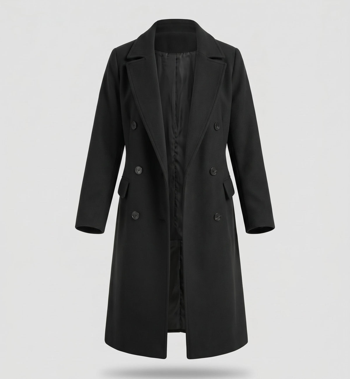Manteau Long Croisé pour Femme avec Col à Revers