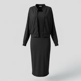 Set femei rochie midi și bomber, confort, look sportiv