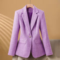 Damenblazer aus Bouclé-Tweed mit Satin-Kragen – elegant und schick