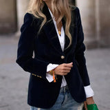 Blazer din catifea pentru femei, croială cambrată - jachetă elegantă, moale pentru seară,