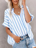 Weite Damenbluse mit Streifen, feminine Mode, Neuheit