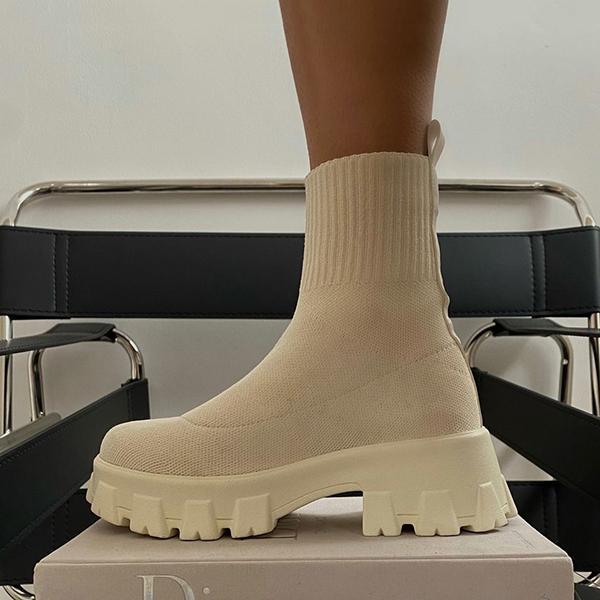Bottes Chaussettes Élégantes Noires Femme 1