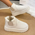 Lässige Damenstiefel mit Fellfutter in Beige