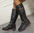 Brązowe damskie zimowe buty ze skóry, modne obuwie