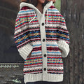 Boho Damen Kapuzenweste, bedruckte Boho Strickjacke
