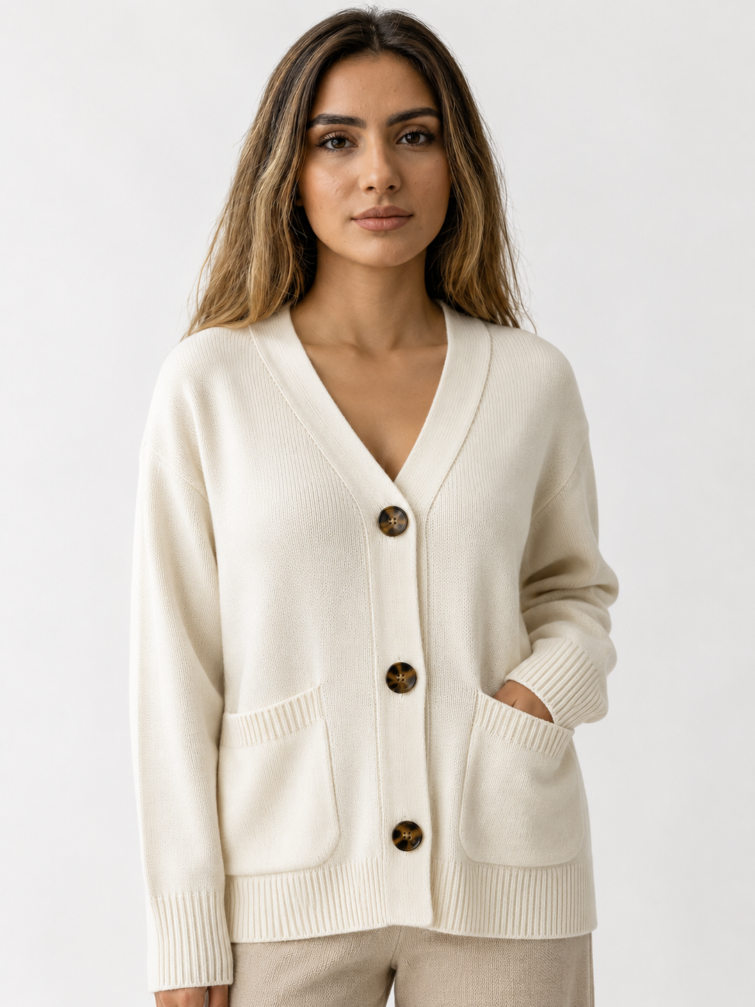 Weicher Strickcardigan mit Knöpfen für Damen