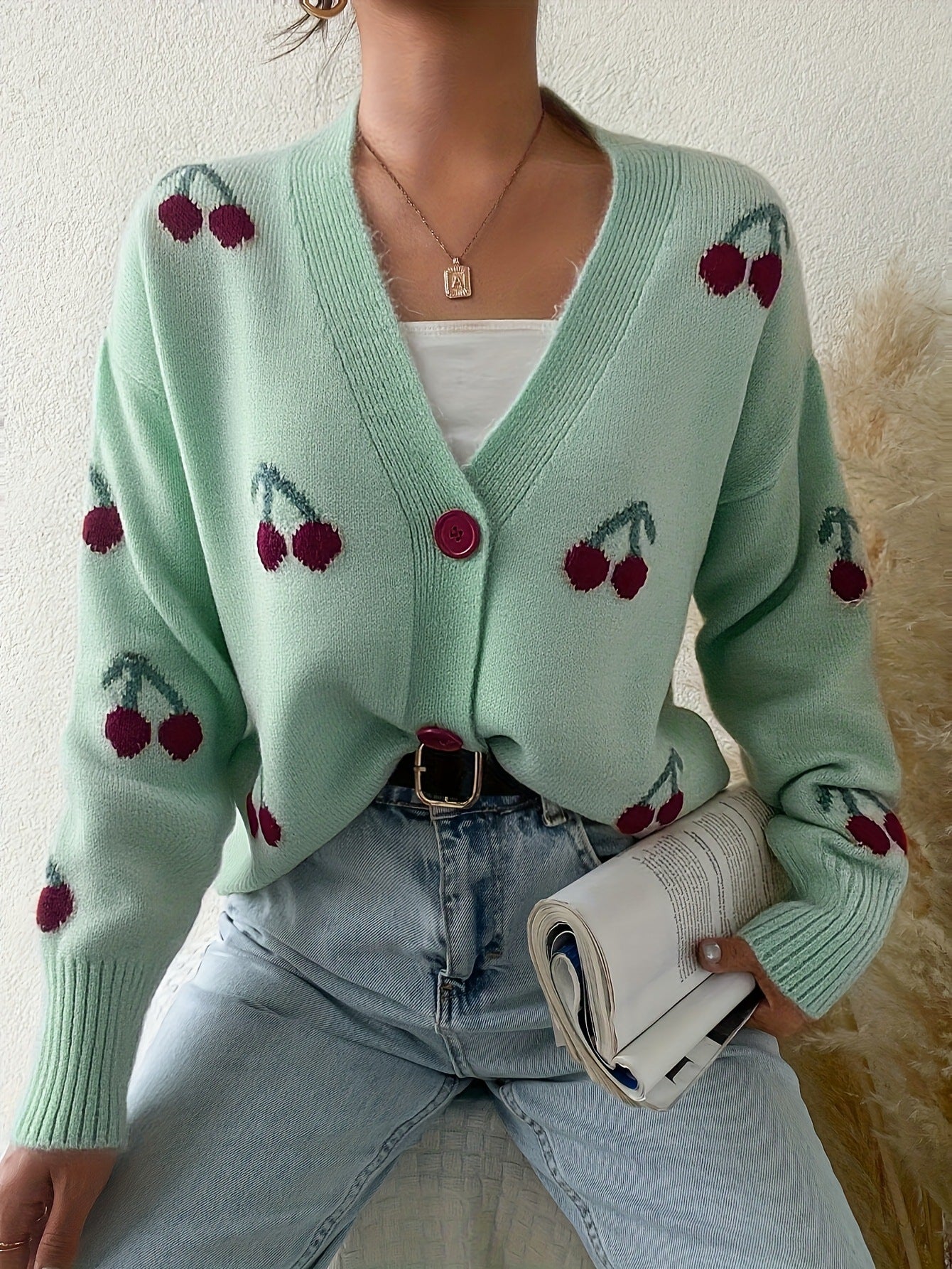 Cardigan Élégant à Manches Longues Femme 6