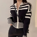 Gilet Femme à Rayures Contrastées Vintage