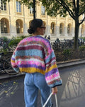 Gilet long femme doux en maille côtelée, manches bouffantes