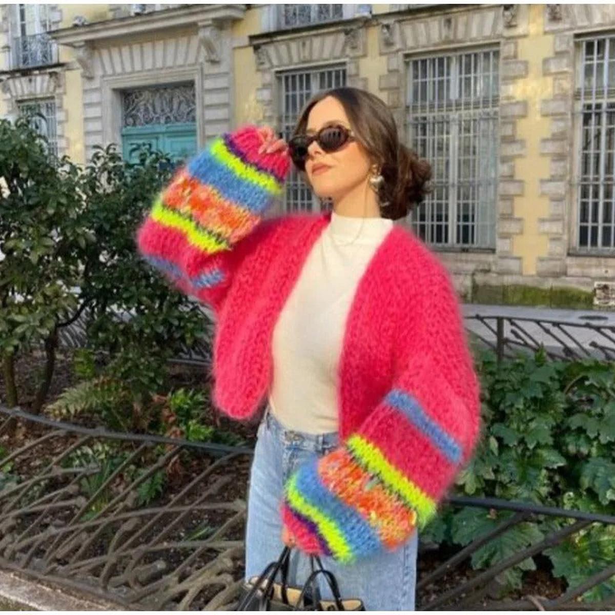 Cardigan Femme Coloré à Manches Bouffantes 5