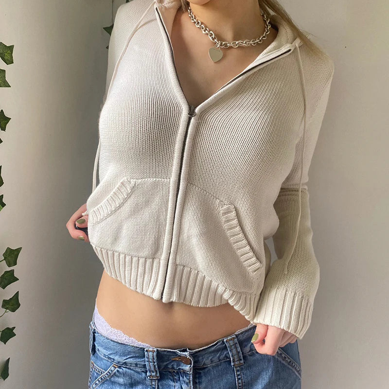 Cardigan Femme Court Pratique avec Zipper 5