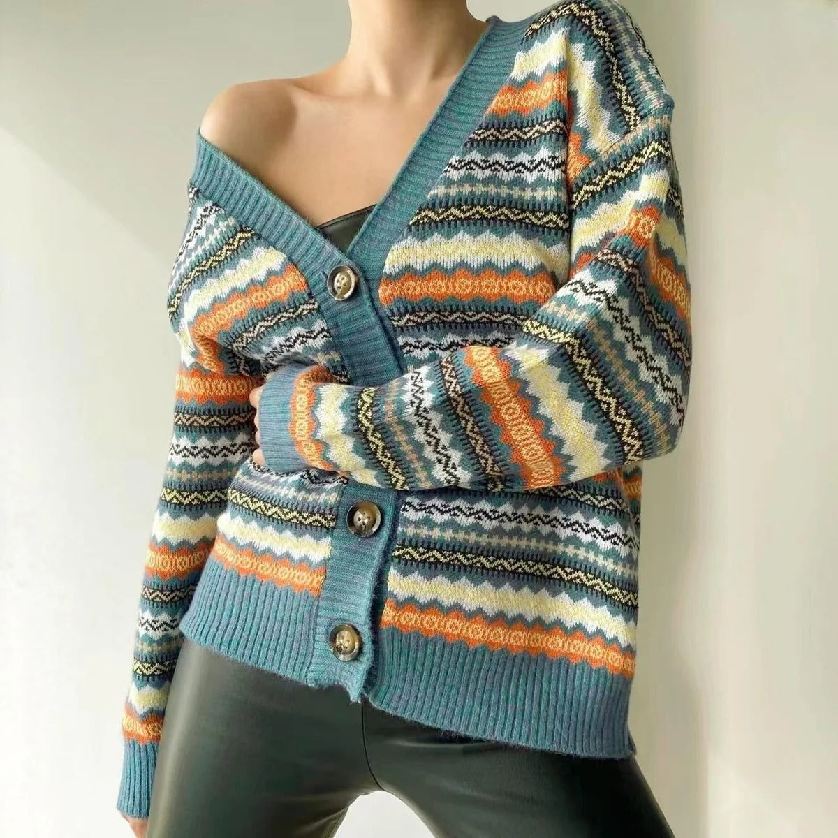 Cardigan Femme Décontracté Col en V 2