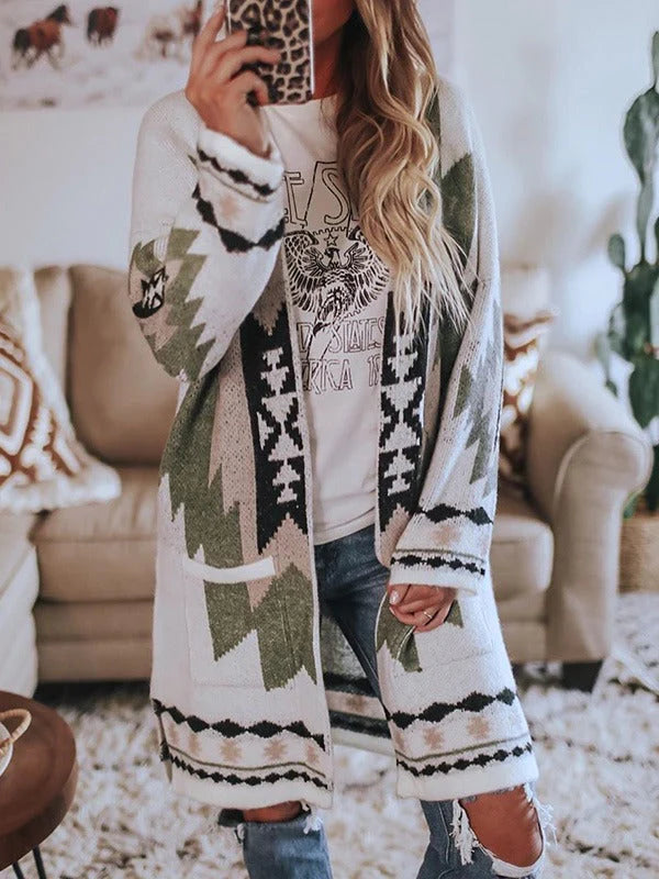 Cardigan Femme Élégant Motif Tribal 1