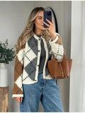 Gilet Femme à Carreaux Autumn Collection Cardigan