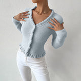 Gilet Femme à Col en V Boutonnée Pulls pour femmes