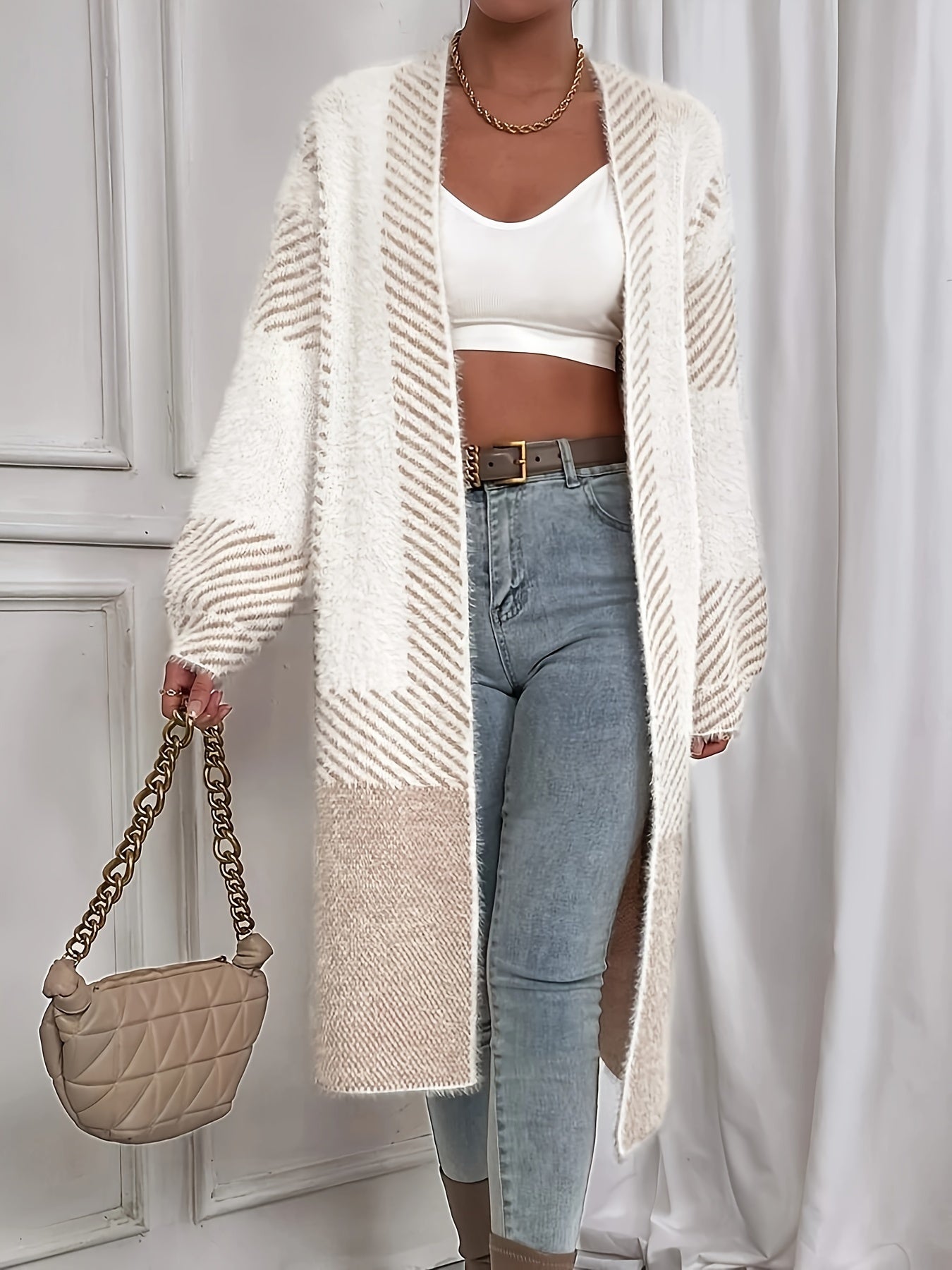 Cardigan Femme Élégant à Rayures 1