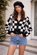 Gilet Femme Géométrique Mi-Long Cardigans pour femmes