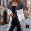 Gilet Femme Long Color Block Maille Cardigan Chaleur