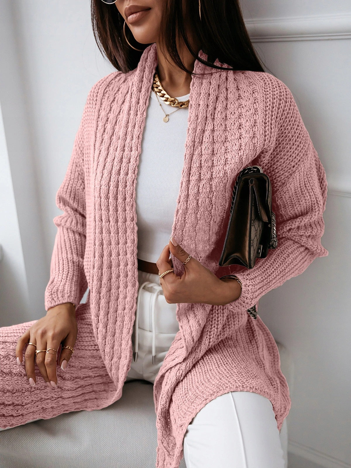 Cardigan Femme Long Confortable Décontracté 0