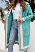 Damenweste lang offen mit Taschen Strickware