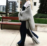 Gilet Femme Oversize Avec Ceinture Maille