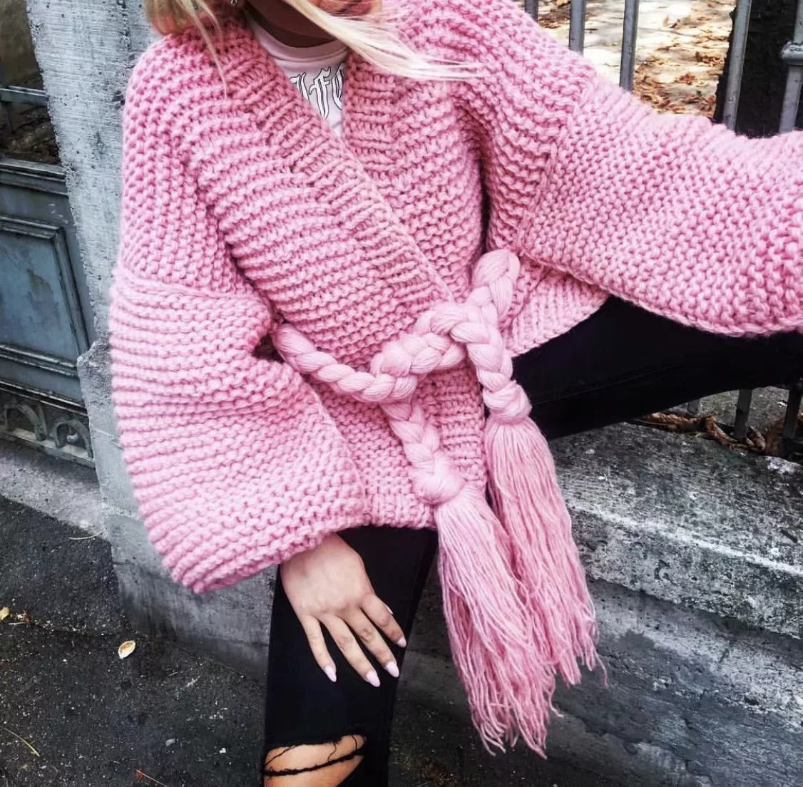 Cardigan Femme Oversize Avec Ceinture 1